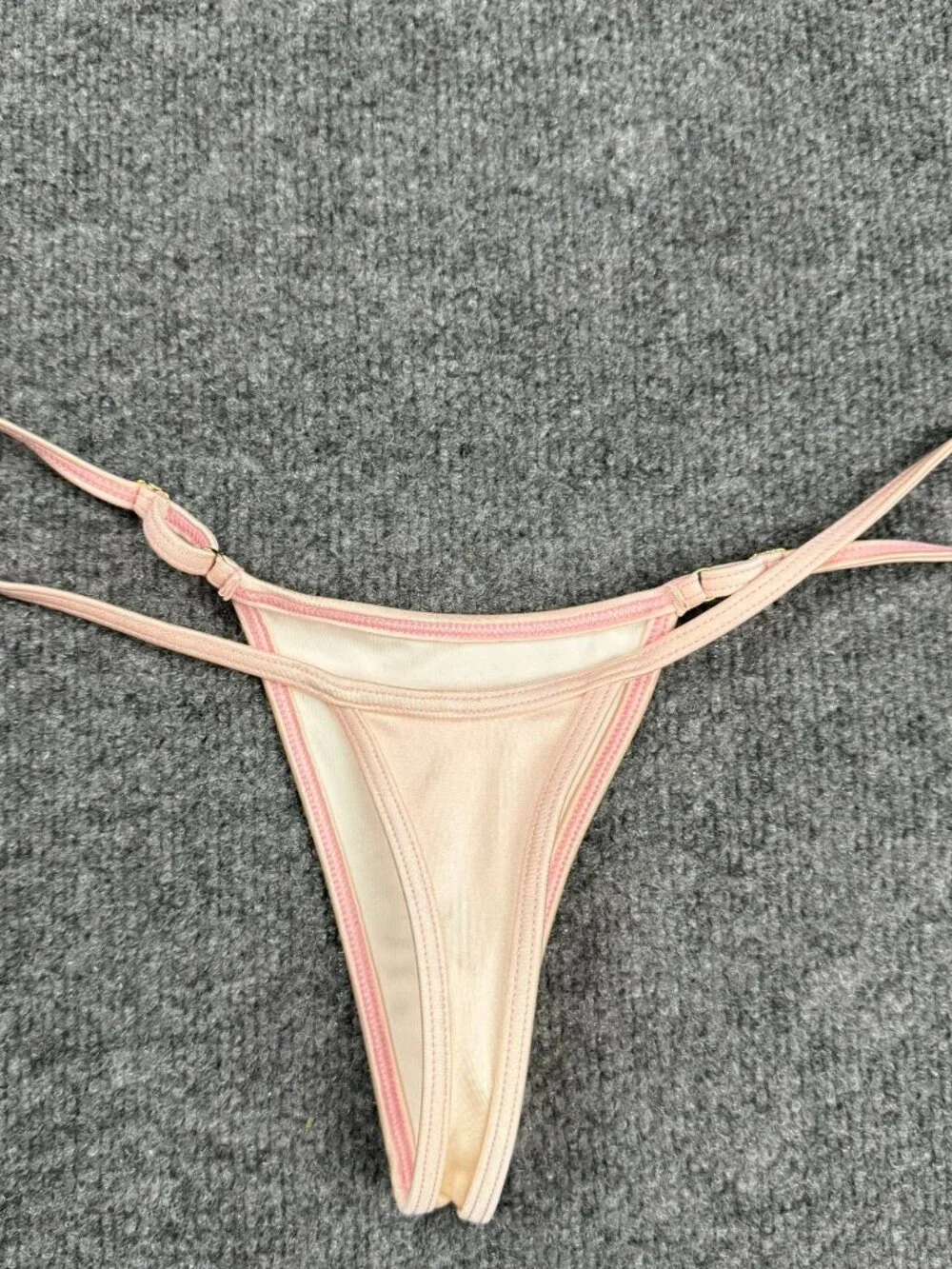 Chynna Dolls Bikini Bottom Small S Light Pink Peach Adjustable String Thong USA